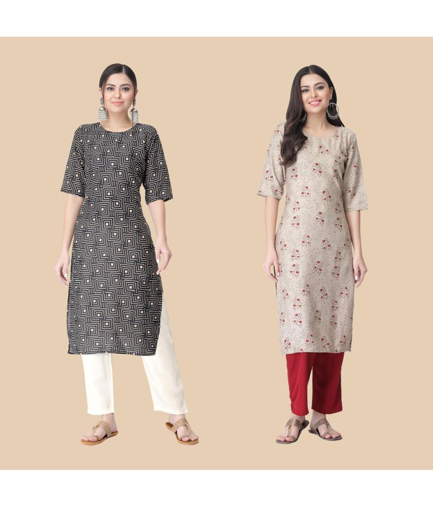     			1 Stop Fashion - Multicolor Crepe Women's Straight Kurti ( Pack of 2 )