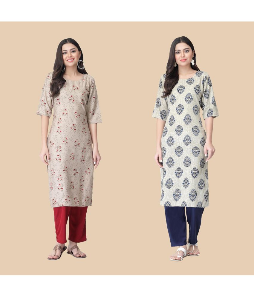     			1 Stop Fashion - Multicolor Crepe Women's Straight Kurti ( Pack of 2 )