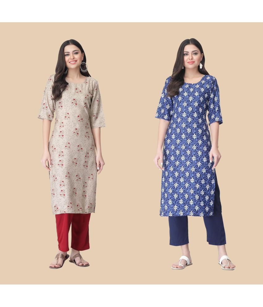     			1 Stop Fashion - Multicolor Crepe Women's Straight Kurti ( Pack of 2 )