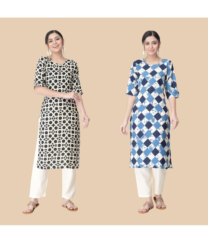     			1 Stop Fashion - Multicolor Crepe Women's Straight Kurti ( Pack of 2 )