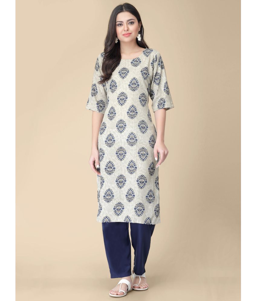     			1 Stop Fashion - Off White Crepe Women's Straight Kurti ( Pack of 1 )