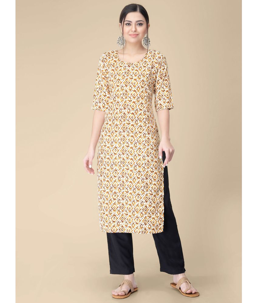     			1 Stop Fashion - Rose Gold Crepe Women's Straight Kurti ( Pack of 1 )