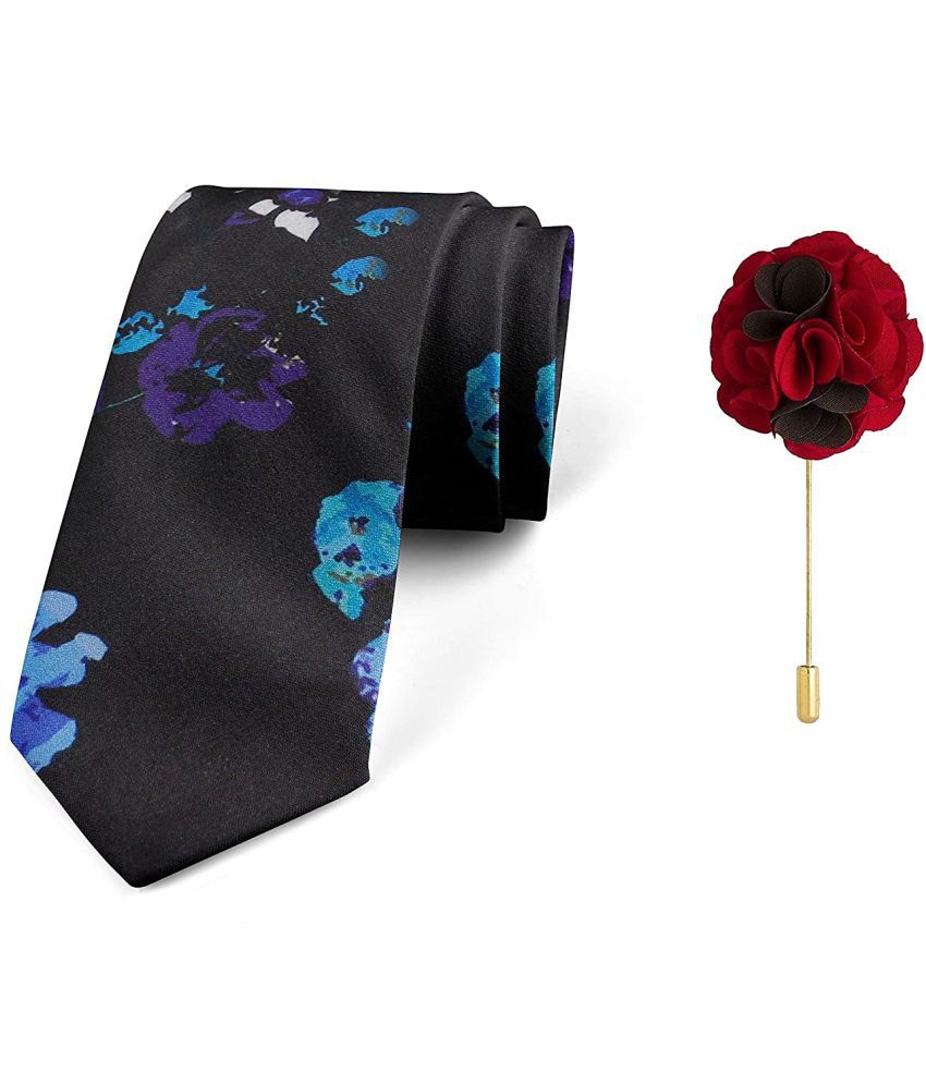     			Axlon Black Floral Silk Necktie