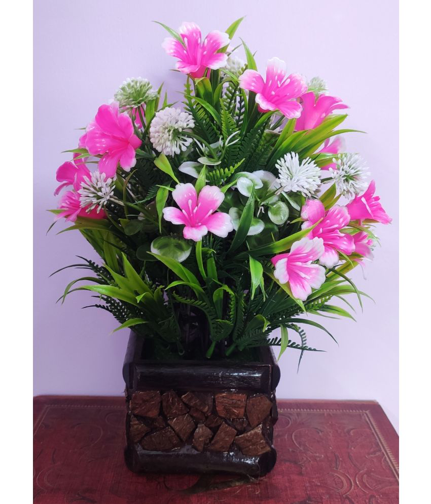     			BAARIG - Pink Iris Artificial Flowers With Pot ( Pack of 1 )