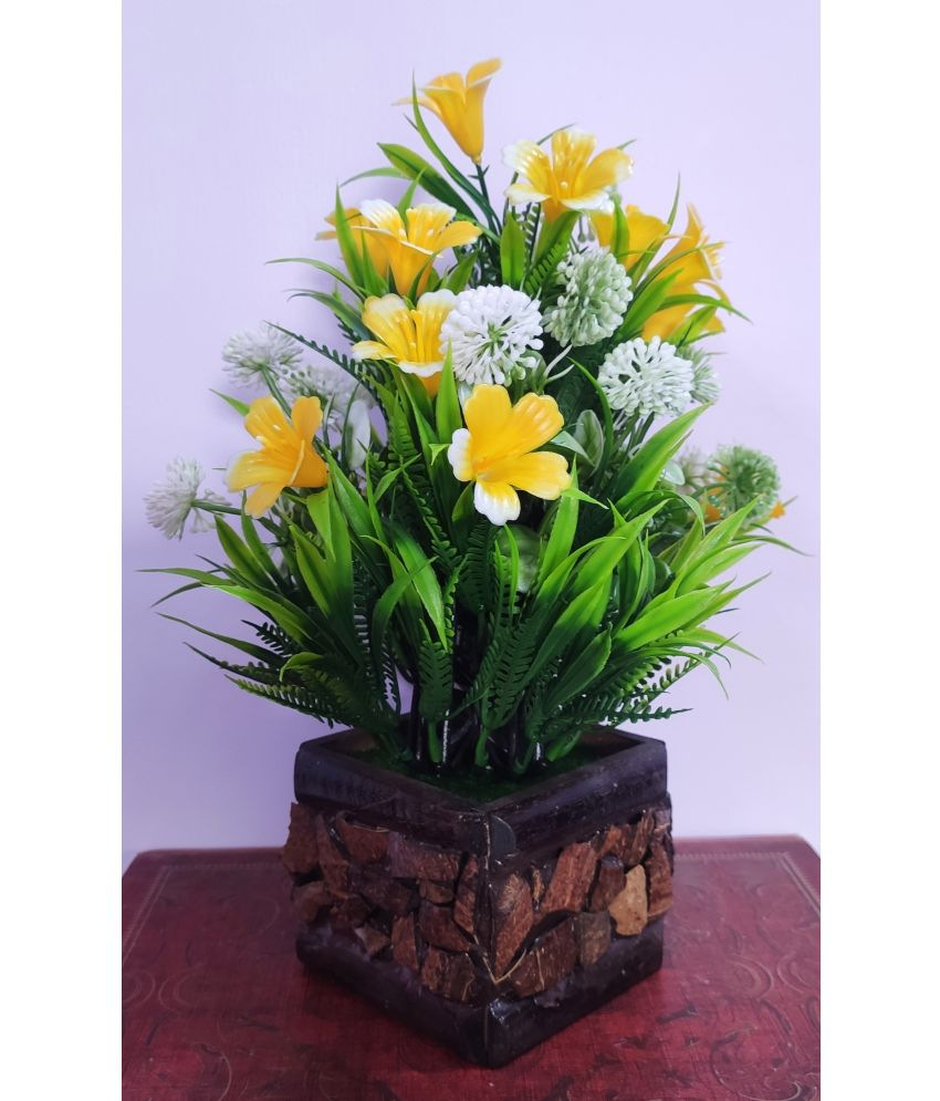     			BAARIG - Yellow Iris Artificial Flowers With Pot ( Pack of 1 )