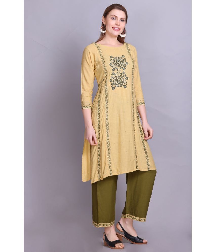     			ELTHIA - Camel Cotton Women's Straight Kurti ( Pack of 1 )