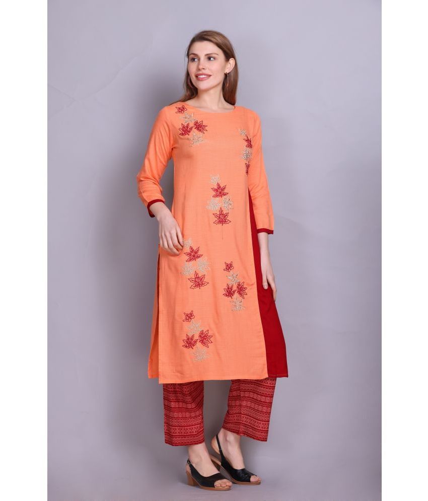     			ELTHIA - Orange Cotton Women's Straight Kurti ( Pack of 1 )