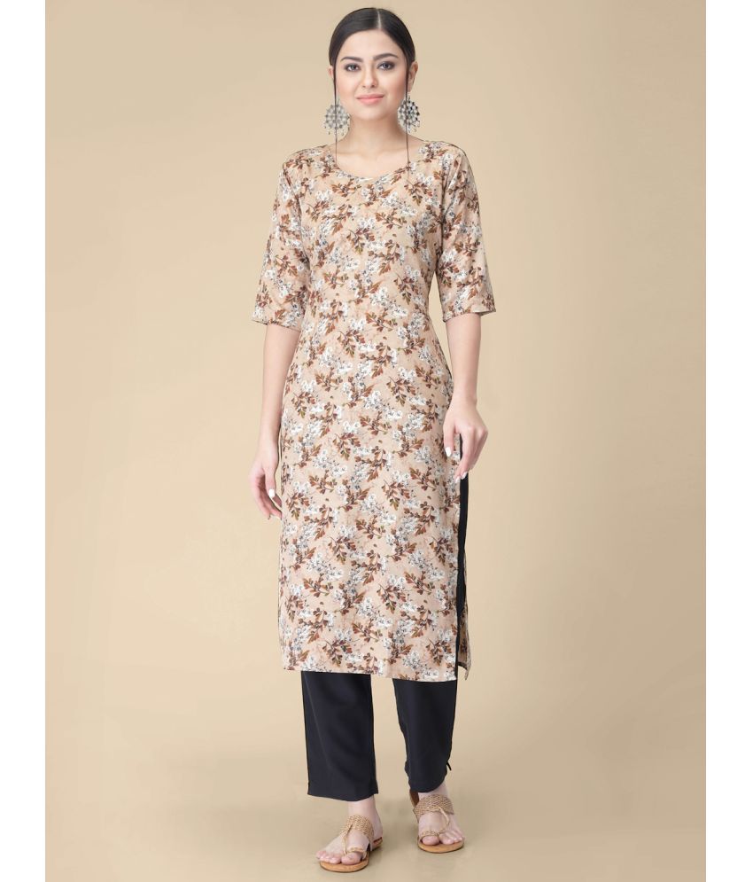     			Etnicbasket - Brown Crepe Women's Straight Kurti ( Pack of 1 )