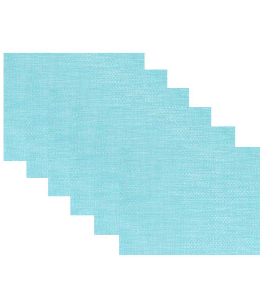     			HOKIPO PVC Solid Rectangle Table Mats 45 cm 30 cm Pack of 6 - Blue