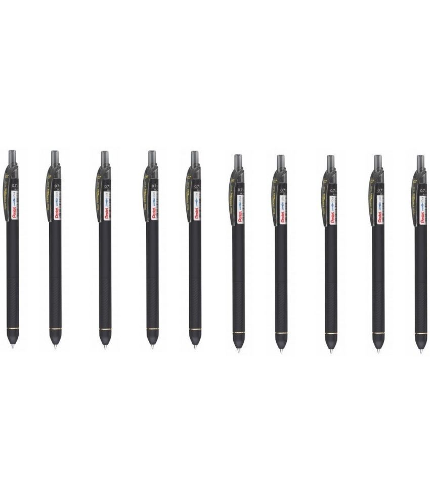     			Pentel Energel Click Bl-437R Black Ink Color Roller Ball Pen (Pack Of 10, Black)