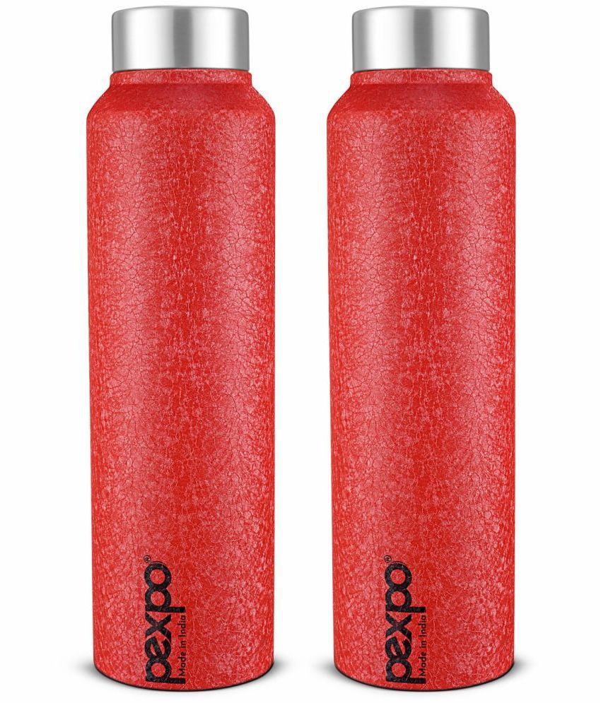     			PEXPO 750 ml Stainless Steel Fridge Water Bottle (Set of 2, Red, Chromo)