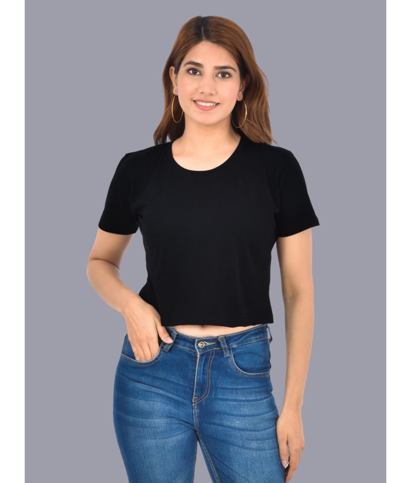     			QuaClo - Black Cotton Women's Crop Top ( Pack of 1 )