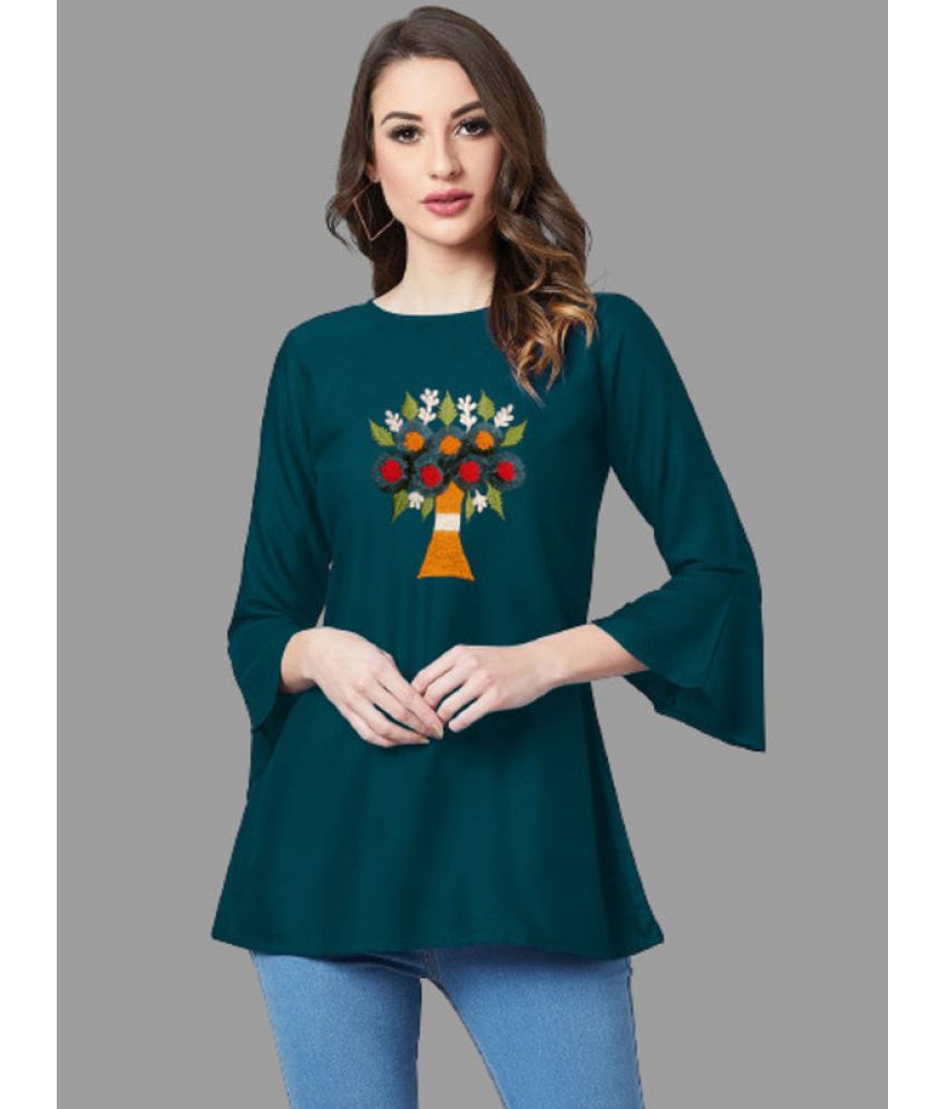     			Sanjana Silk - Green Cotton Blend Women's Tunic ( Pack of 1 )