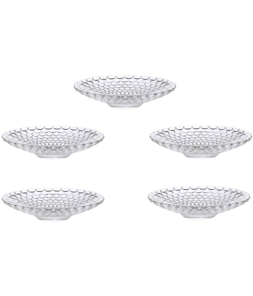     			Somil 5 Pcs Glass Transparent Dessert Plate