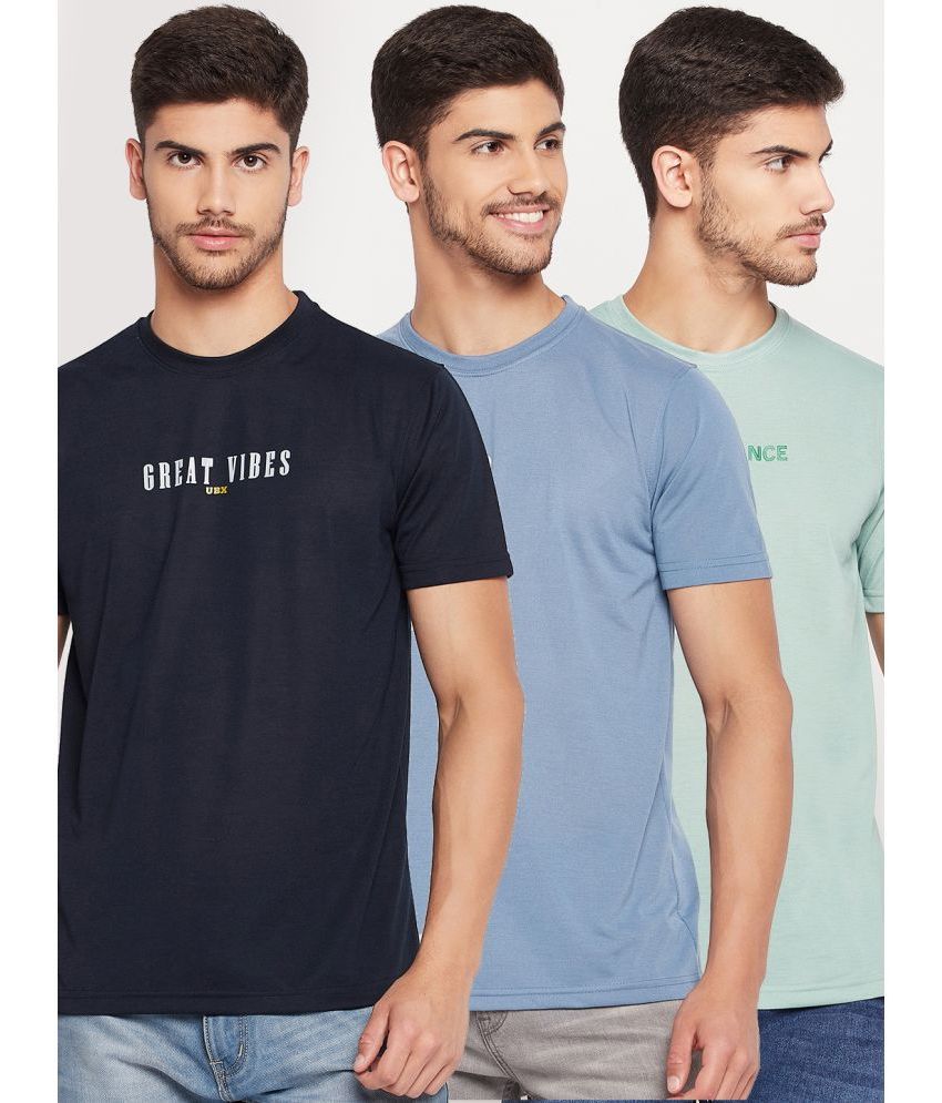     			UBX - Navy Cotton Blend Regular Fit Men's T-Shirt ( Pack of 3 )