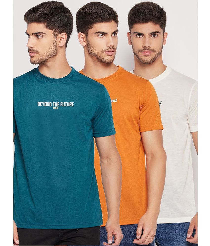     			UBX - Teal Cotton Blend Regular Fit Men's T-Shirt ( Pack of 3 )