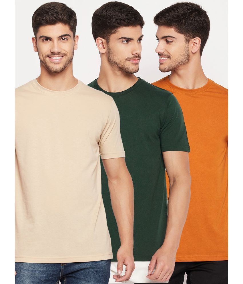     			UNIBERRY - Beige Cotton Blend Regular Fit Men's T-Shirt ( Pack of 3 )