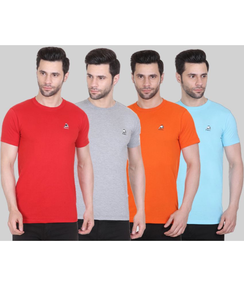 g- bull - Multicolor 100% Cotton Regular Fit Men's T-Shirt ( Pack of 4 )