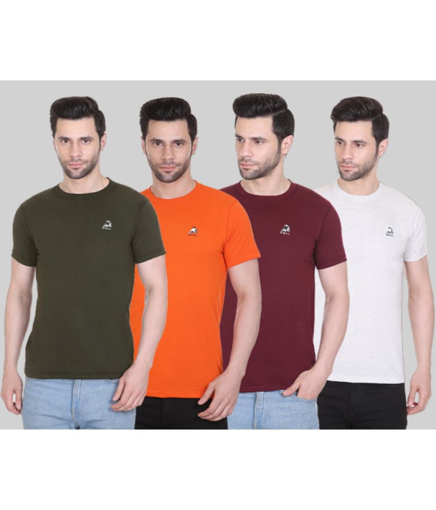 g- bull - Multicolor 100% Cotton Regular Fit Men's T-Shirt ( Pack of 4 )