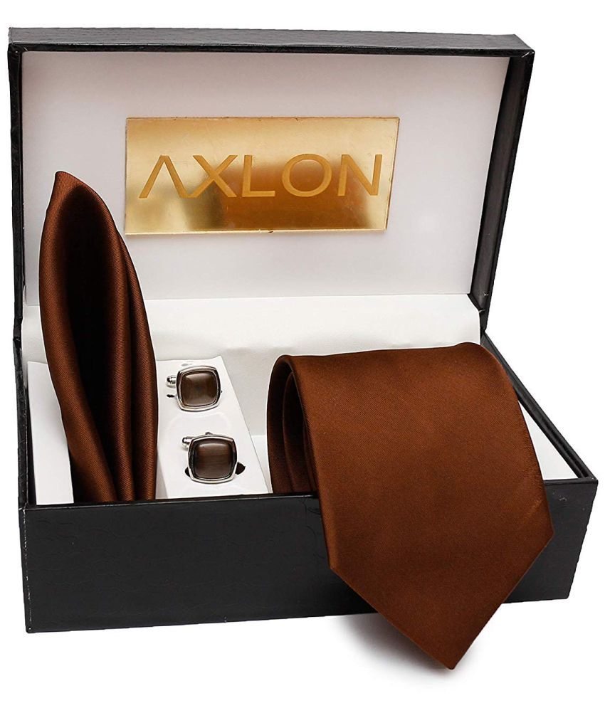     			Axlon Brown Plain Silk Necktie