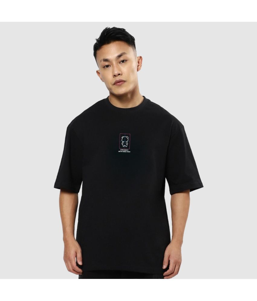     			Bewakoof - Black Cotton Oversized Fit Men's T-Shirt ( Pack of 1 )