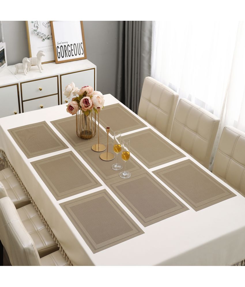     			HOKIPO PVC 6 Seater Table Runner & Mats ( 135 cm x 30 cm ) Set of 7 - Beige