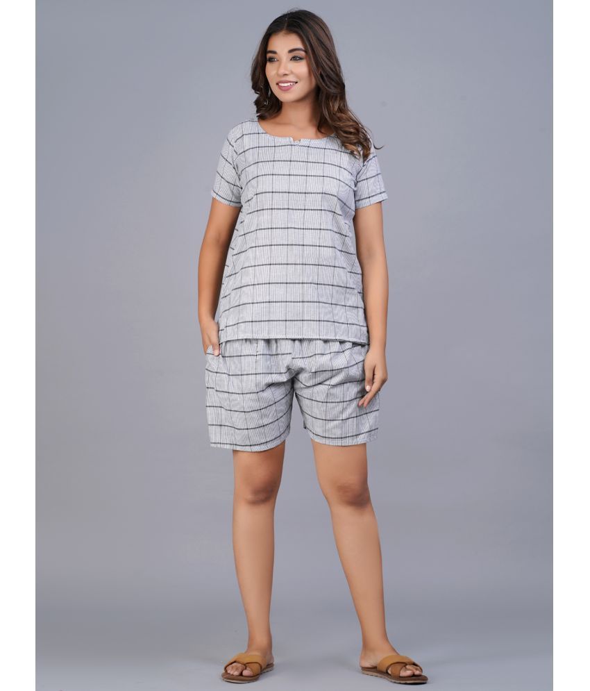     			QuaClo - Grey Cotton Women's Nightwear Nightsuit Sets ( Pack of 1 )