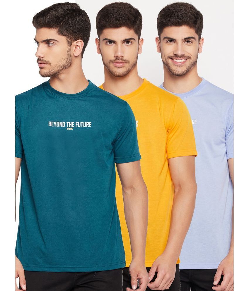     			UBX - Mustard Cotton Blend Regular Fit Men's T-Shirt ( Pack of 3 )