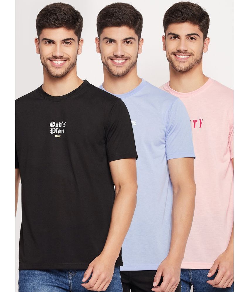     			UBX - Pink Cotton Blend Regular Fit Men's T-Shirt ( Pack of 3 )
