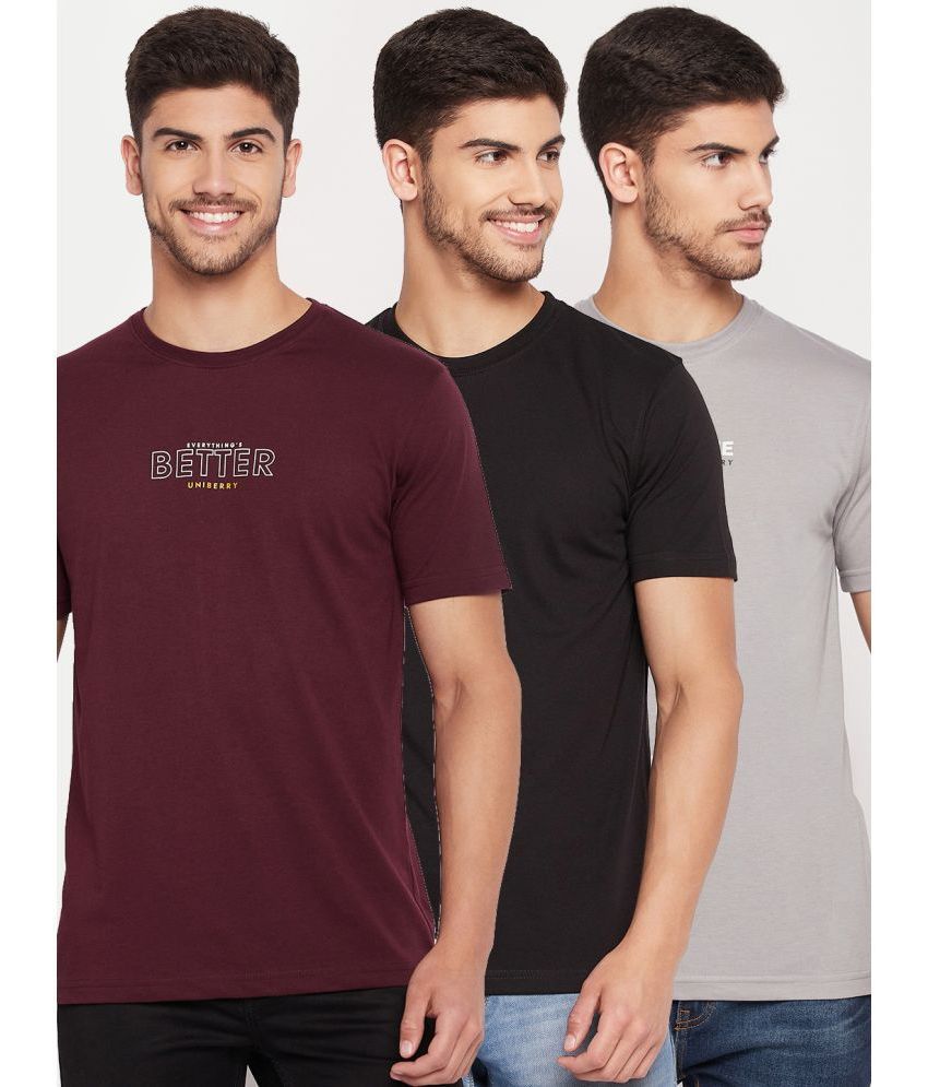     			UNIBERRY - Black Cotton Blend Regular Fit Men's T-Shirt ( Pack of 3 )