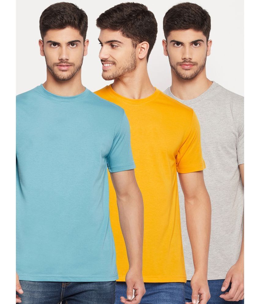     			UNIBERRY - Mustard Cotton Blend Regular Fit Men's T-Shirt ( Pack of 3 )