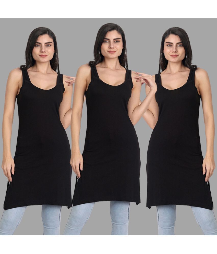     			AIMLY Cotton Tanks - Black Pack of 3