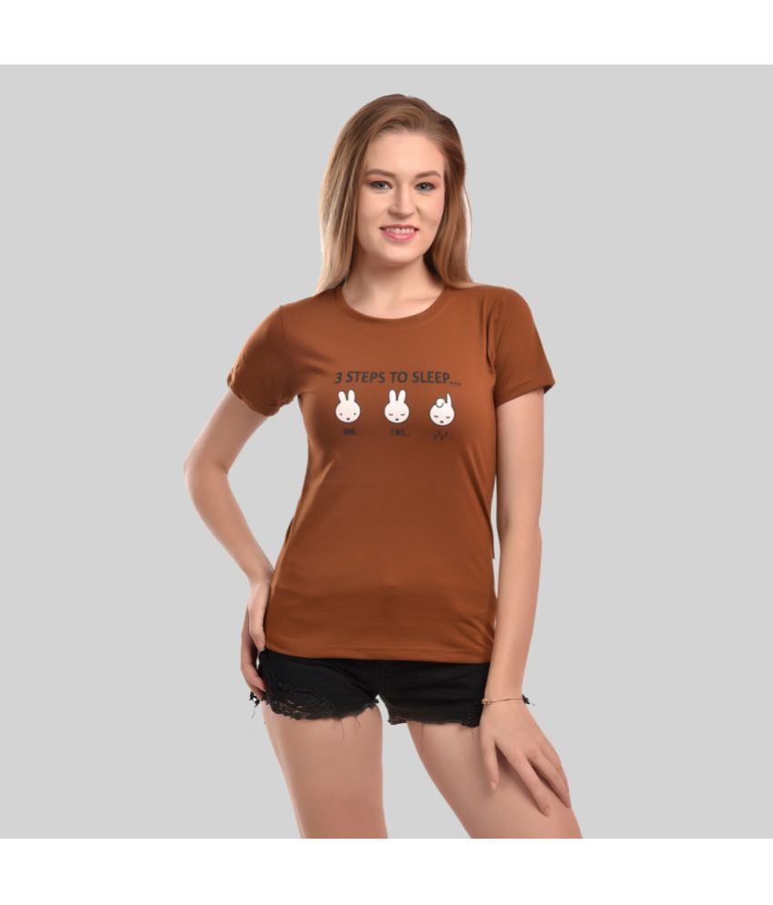     			Elina Brown Cotton Tees - Single