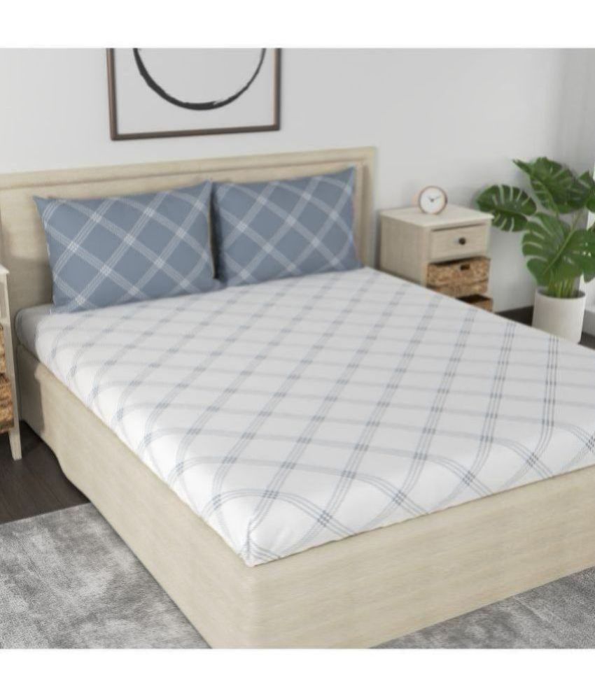     			Huesland Cotton Big Checks Single Bedsheet with 1 Pillow Cover - Charcol