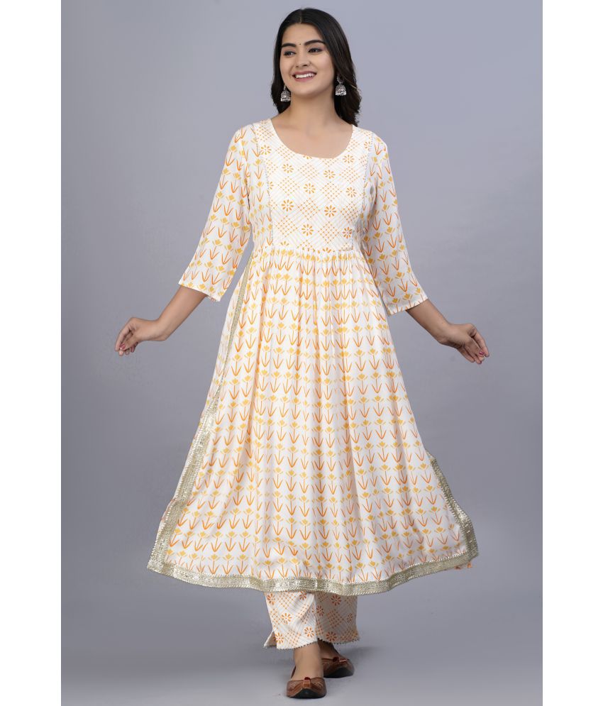     			Aurelisa - Yellow Anarkali Cotton Women's Stitched Salwar Suit ( Pack of 1 )