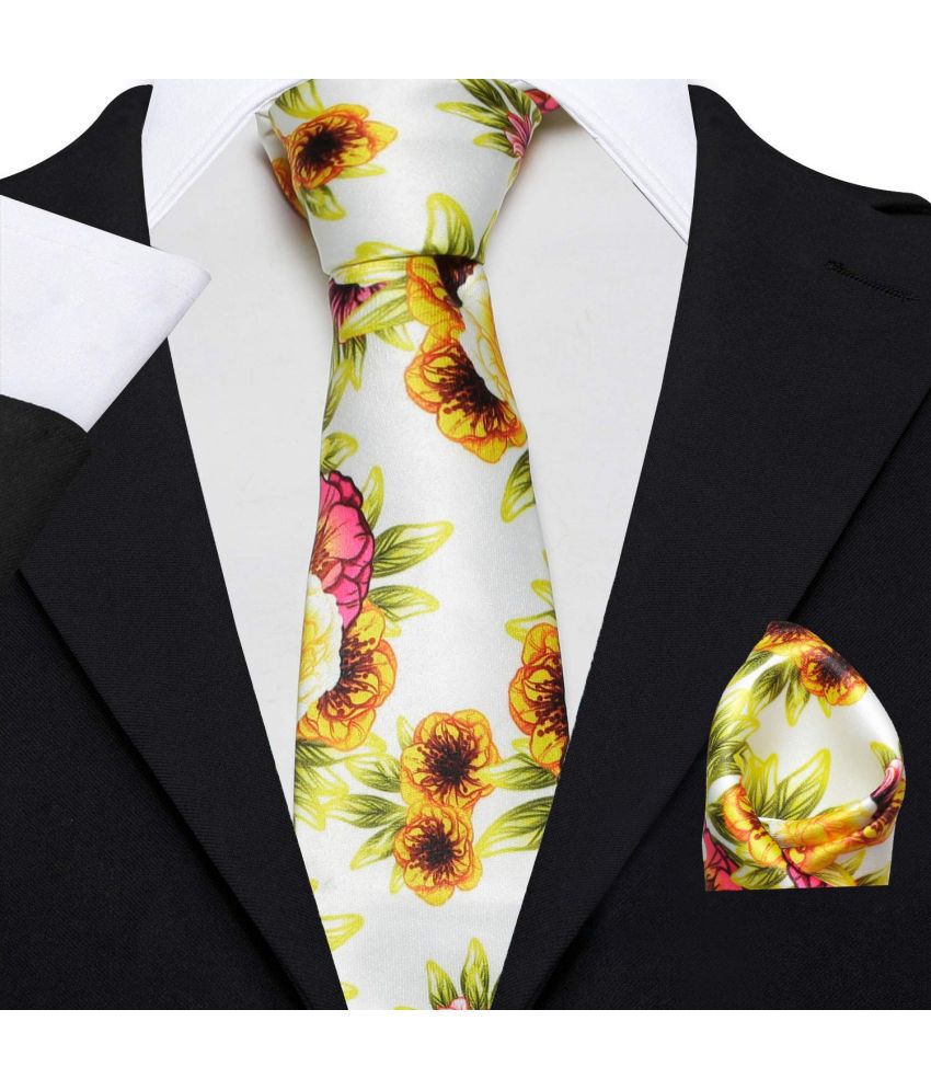     			Axlon Yellow Floral Silk Necktie