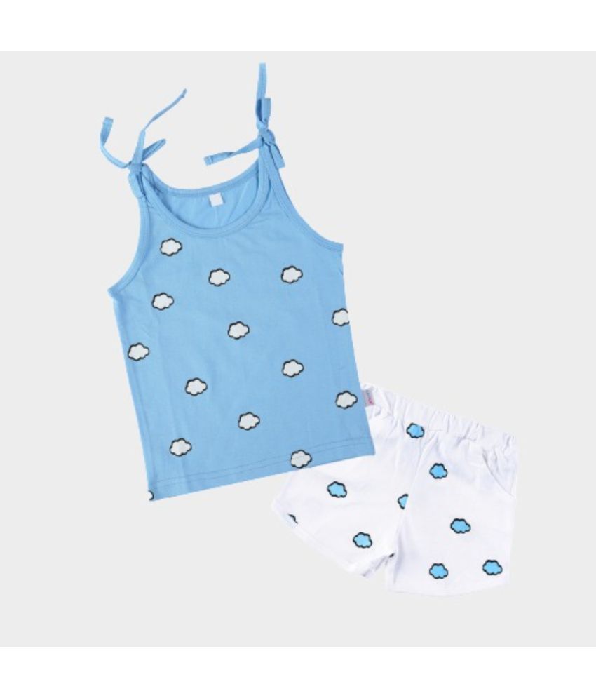     			CATCUB - Blue Cotton Girls Top With Shorts ( Pack of 1 )