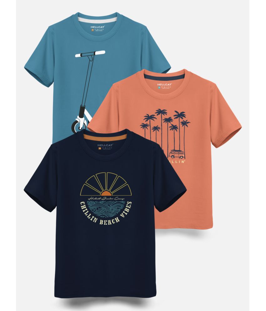     			HELLCAT - Orange Cotton Blend Boy's T-Shirt ( Pack of 3 )