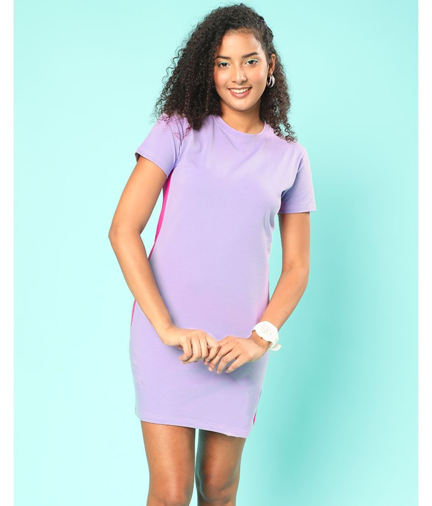     			JUNEBERRY - Purple Cotton Women's T-shirt Dress ( Pack of 1 )