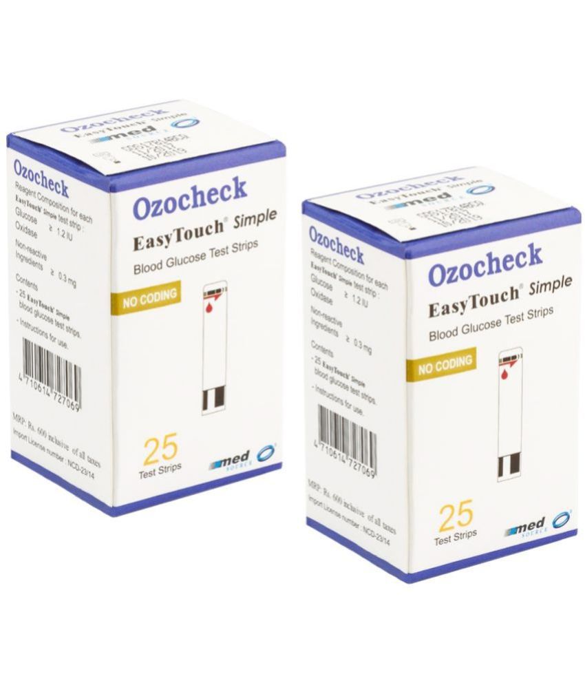     			Ozocheck OZE25 Blood Glucose Test Strips Accurate & Fast Results 25 Glucometer Strips (Pack of 2)