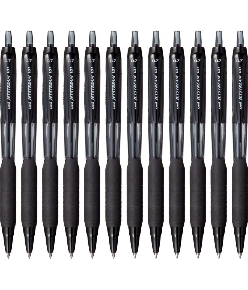     			Uni Ball Jetstream Sxn101 0.7Mm Black Roller Ball Pen (Pack Of 12, Black)