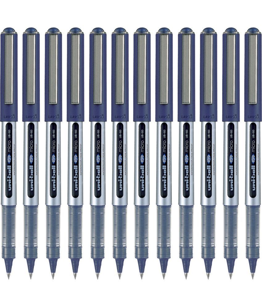     			Uni Ball Eye Ub150 Micro 0.5Mm Blue Roller Ball Pen (Pack Of 12, Blue)