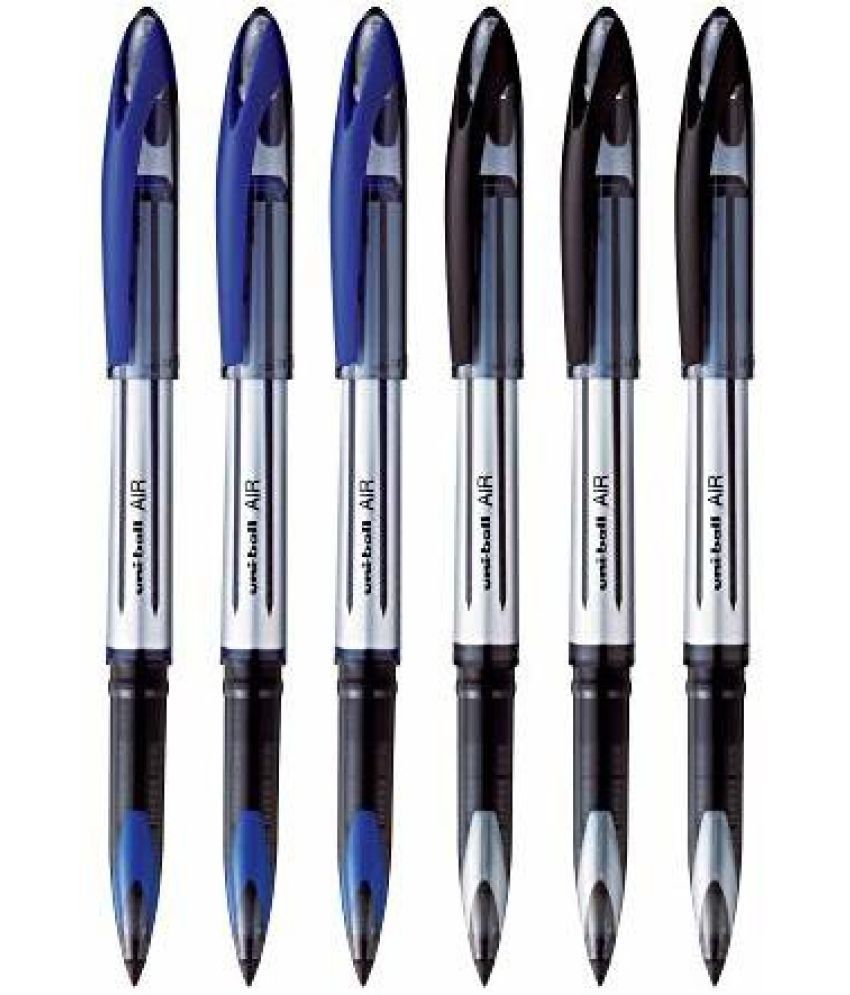     			Uni-Ball Air Uba188L Blue & Black Ink Roller Ball Pen (Pack Of 6, Black, Blue)