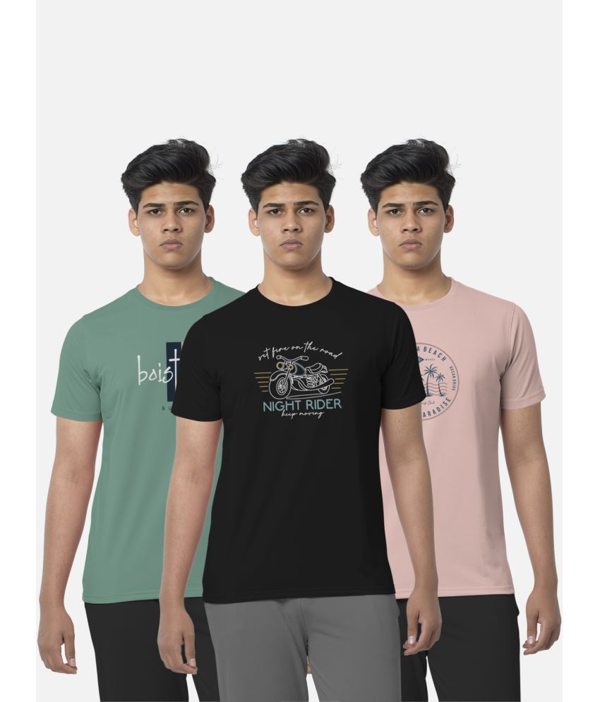     			BULLMER Pack of 3 Cotton Blend Regular Fit Men's T-Shirt ( Sea Green )