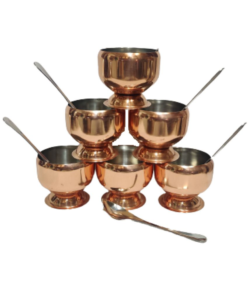     			Dynore - 6 Ice cream Cup and 6 Spoon Stainless Steel Dessert Bowl 120 mL ( Set of 12 )