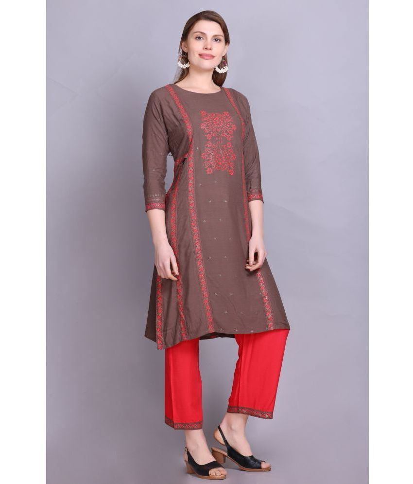     			ELTHIA - Multicoloured Cotton Women's Straight Kurti ( Pack of 1 )