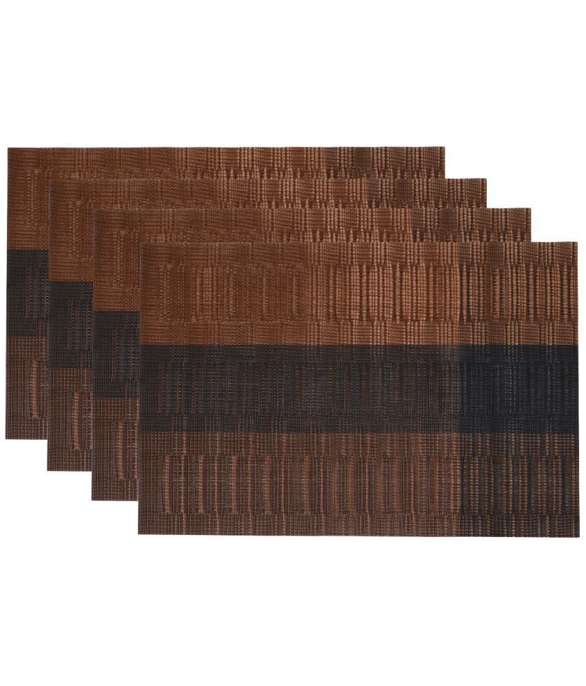     			HOKIPO PVC Horizontal Striped Rectangle Table Mats 45 cm 30 cm Pack of 4 - Brown