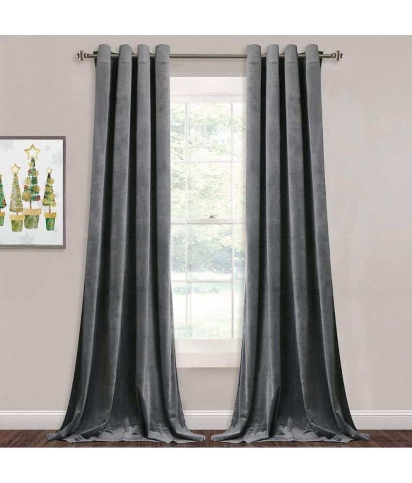     			INDHOME LIFE Solid Room Darkening Eyelet Curtain 7 ft ( Pack of 1 ) - Light Grey