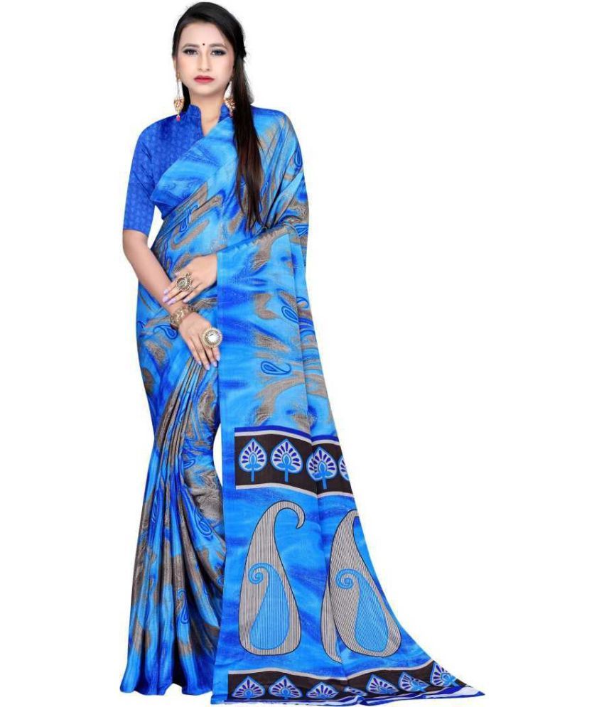     			LEELAVATI - Blue Crepe Saree With Blouse Piece ( Pack of 1 )