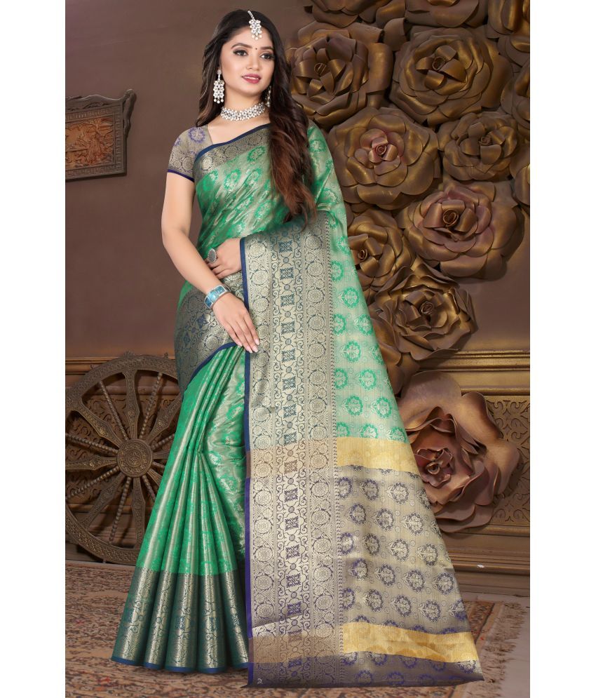     			LEELAVATI - Green Silk Saree With Blouse Piece ( Pack of 1 )